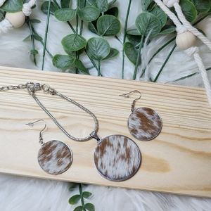 Repurpose Cowhide Leather Jewelry Set